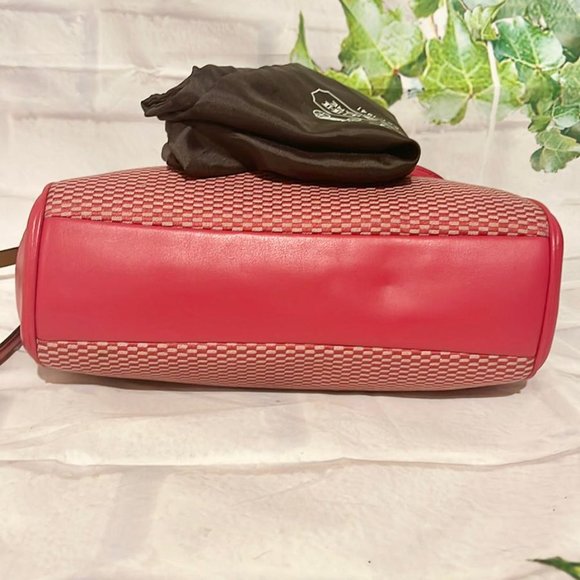 COACH F57244 SMALL KELSEY PINK RED JACQUARD SATCHEL CROSSBODY MSRP $350  NEW WIT - Picture 5 of 10